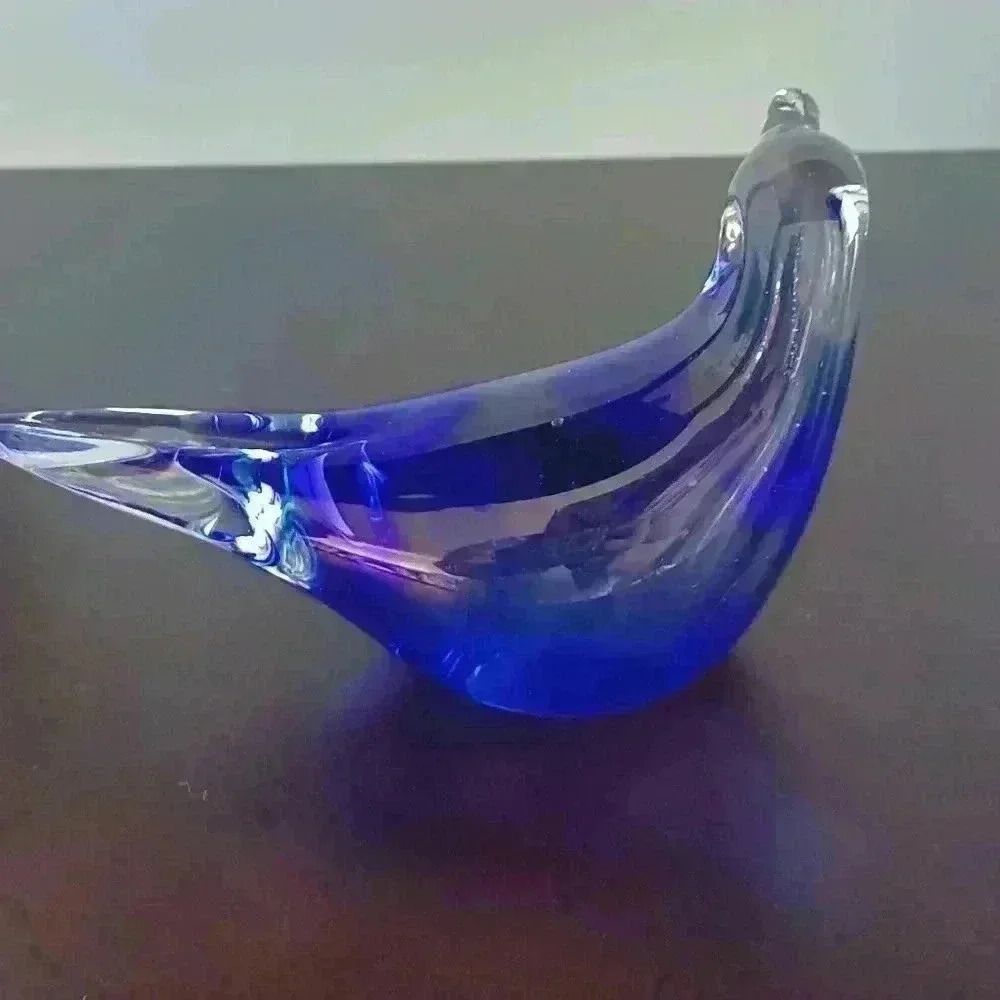 Vintage Ganz Cobalt  Blue Hand Blown Glass Bird Decoration Paperweight - Picture 4 of 9